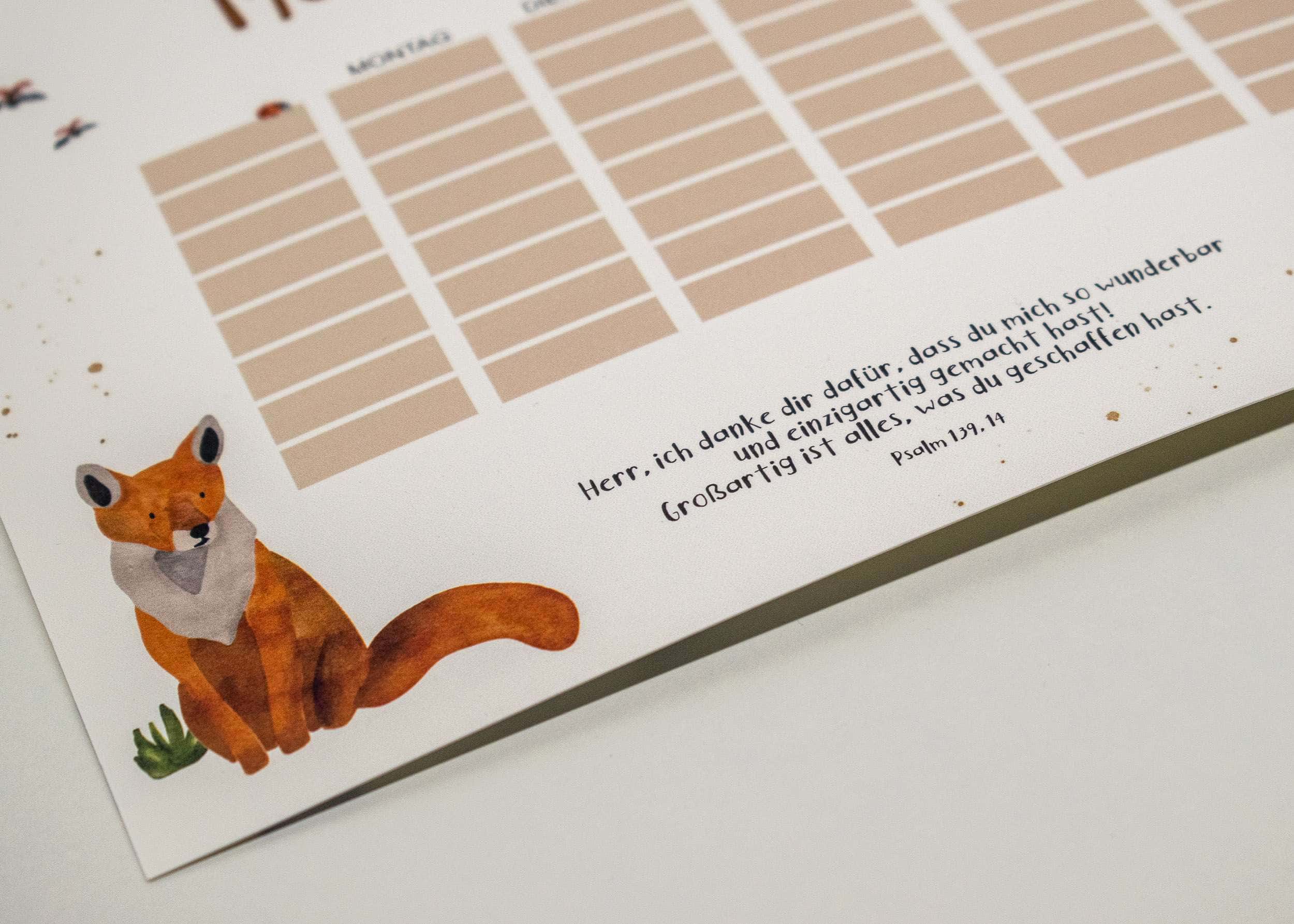 Hintergrundbild mit christlichem Gruß, Bibelspruch, Tierillustration, christliche Botschaft, Geschenkidee.