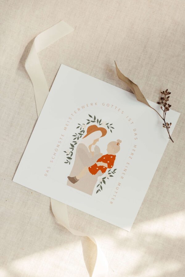 Mutter mit Kind Karte, christliche Grußkarte, religiöse Geburtstagskarte, Glaube, Segen.