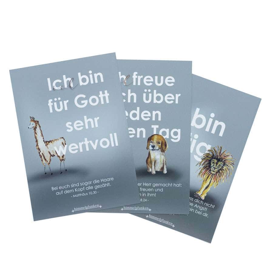 Glaubenskarten mit biblischen Botschaften für Christen, inspirierende christliche Sprüche.