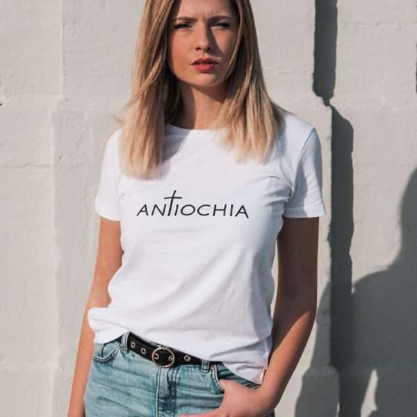Moderner Christlicher T-Shirt mit Antiochia-Design, fair produzierte Markenbekleidung.