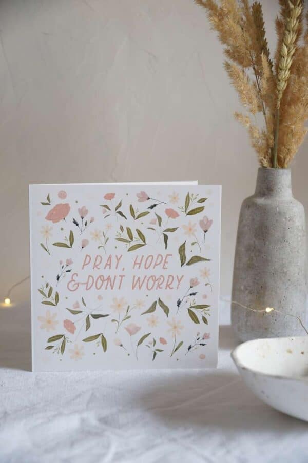 Glaubenskarte mit Blumendesign, Für Trost, Hoffnung und Gebete, Christliche Motivangebote.
