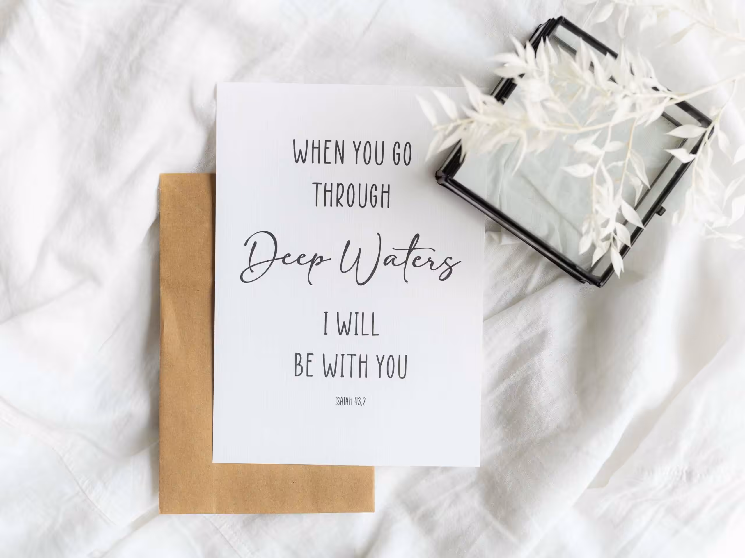 Himmlische Geschenkkarte mit Bibelvers, christliche Dekoration, religiöses Vintage-Design.