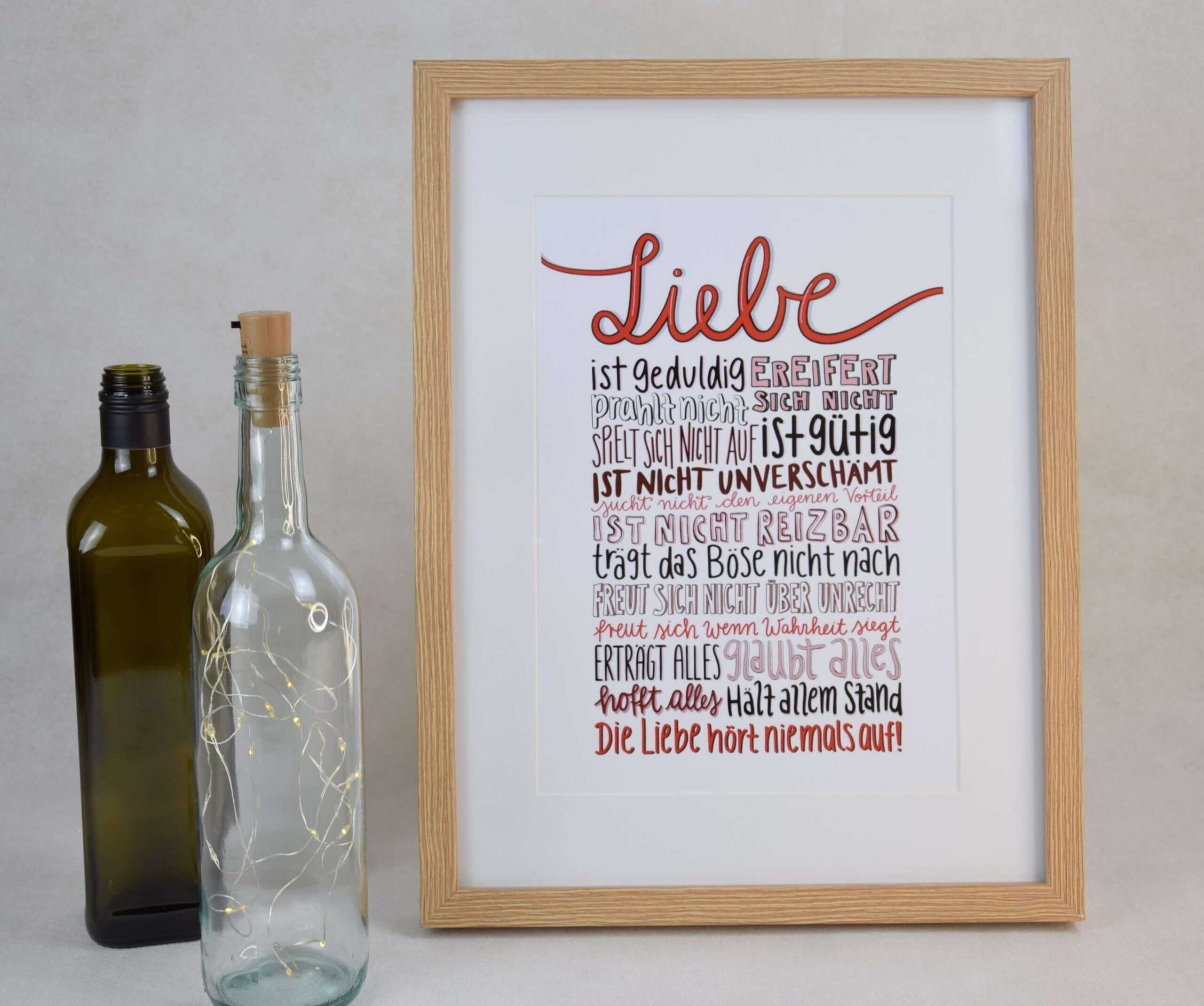 Gebets- und Liebe-Zitat in Holzrahmen, christliche Dekoration, Inspiration, christliches Wandbild.