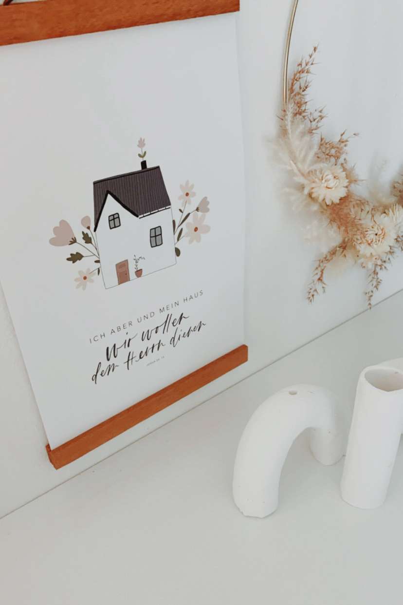 Kunst Druck Mit Christlichem Hausmotto, Dekoration Für Christen, Christliche Wandkunst, Mookho.de.