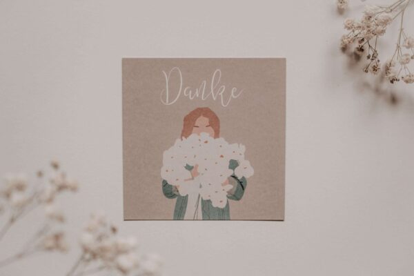 Blumenkarte mit Dankesgruß für christliche Grußkarten auf Mookho.de.