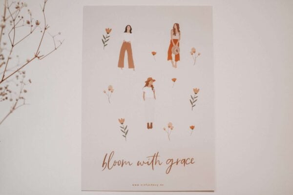 Natürliche Frauenillustrationen mit Blumen, christliche Inspiration, stilvolle Poster.