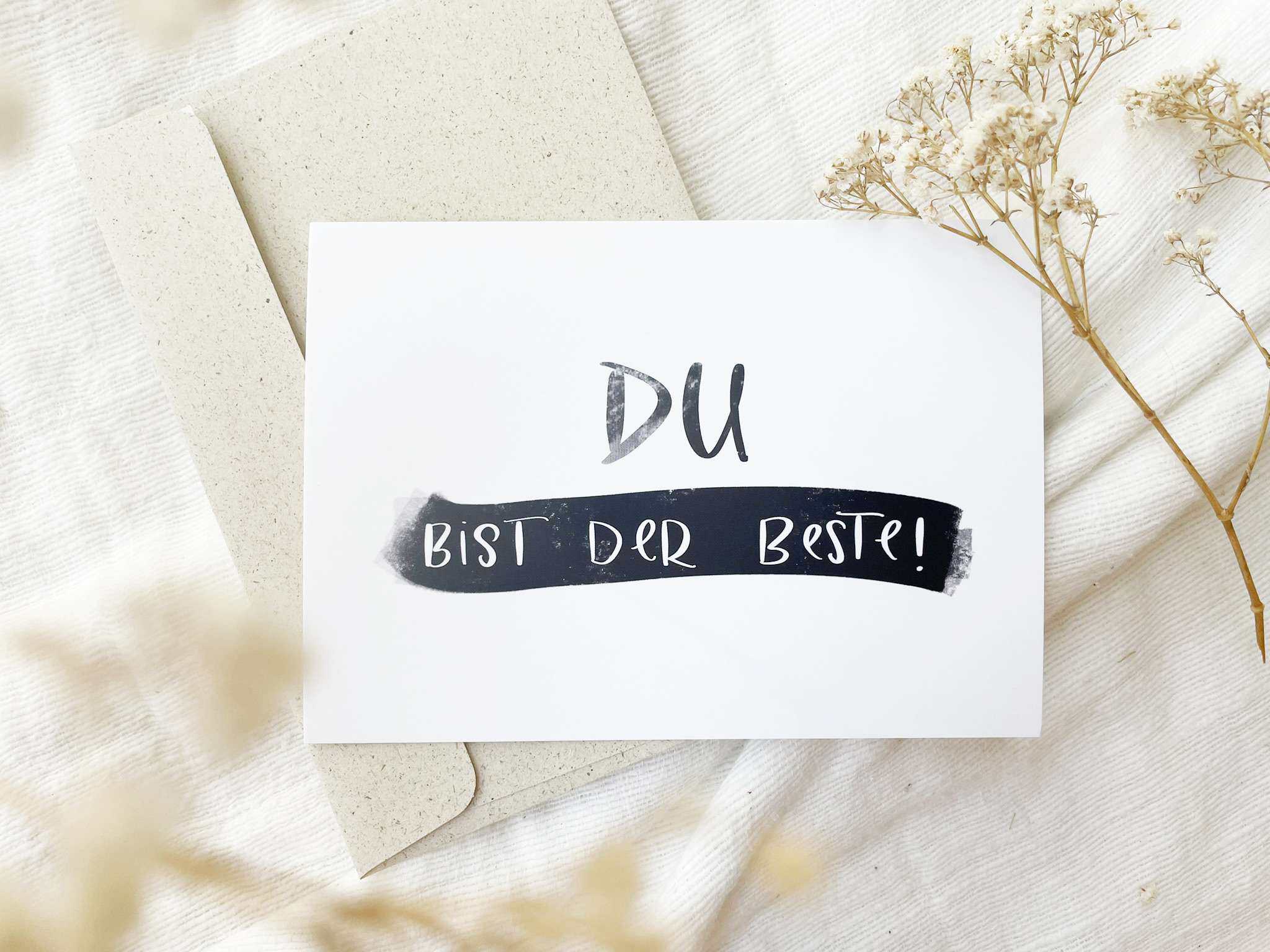 Inspirierende christliche Grußkarte mit motivationalem Spruch "Du bist der Beste".