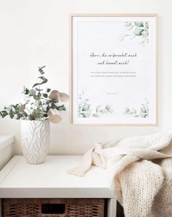 Naturchristliche Wanddekoration mit Bibelvers, geistliche Raumgestaltung, christliche Wohnaccessoires, geistliche Wandbilder.