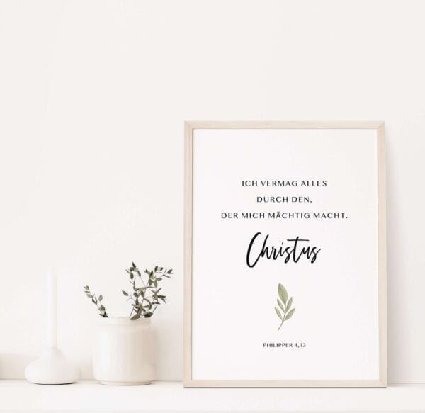 Inspirierende christliche Wanddekoration mit Bibelvers für Zuhause.