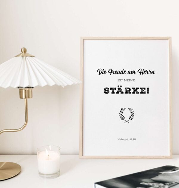 Glaubensposter mit Bibelvers für christlichen Wohnzimmerdekor.