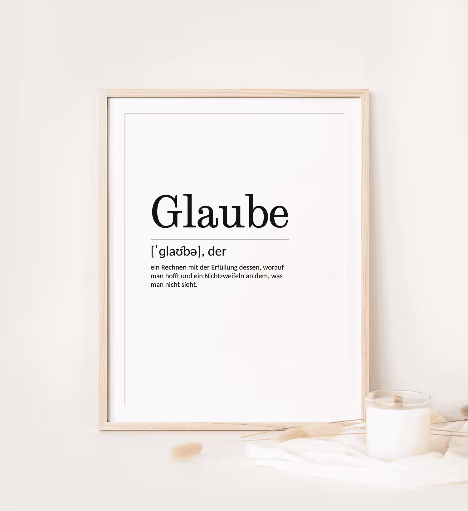 Inspirationsbild mit Glaubensdefinition auf weißem Hintergrund, christliche Werte, christliche Marken.