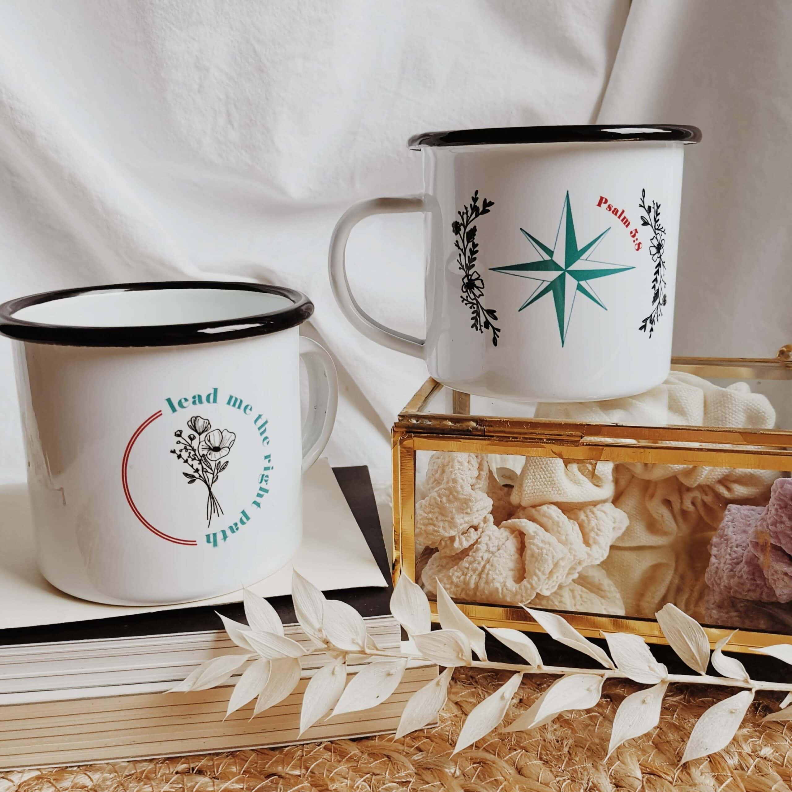 Gottesdienst Tassen mit christlichen Designs und Bibelversen, Geschenkidee Kirche.