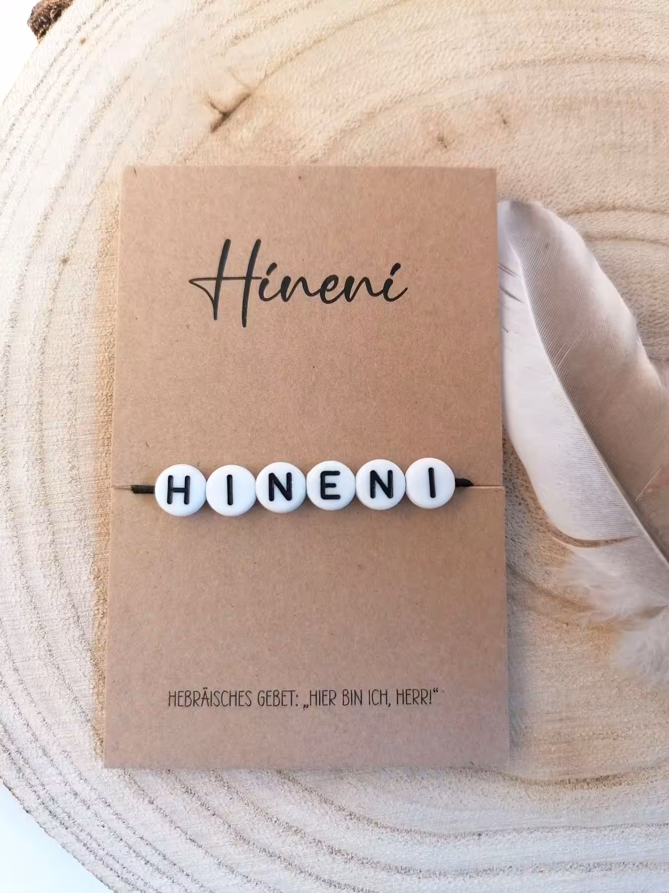 Himmlisches Schmuckband mit christlichem Namen, Gebet und spirituellem Symbol.