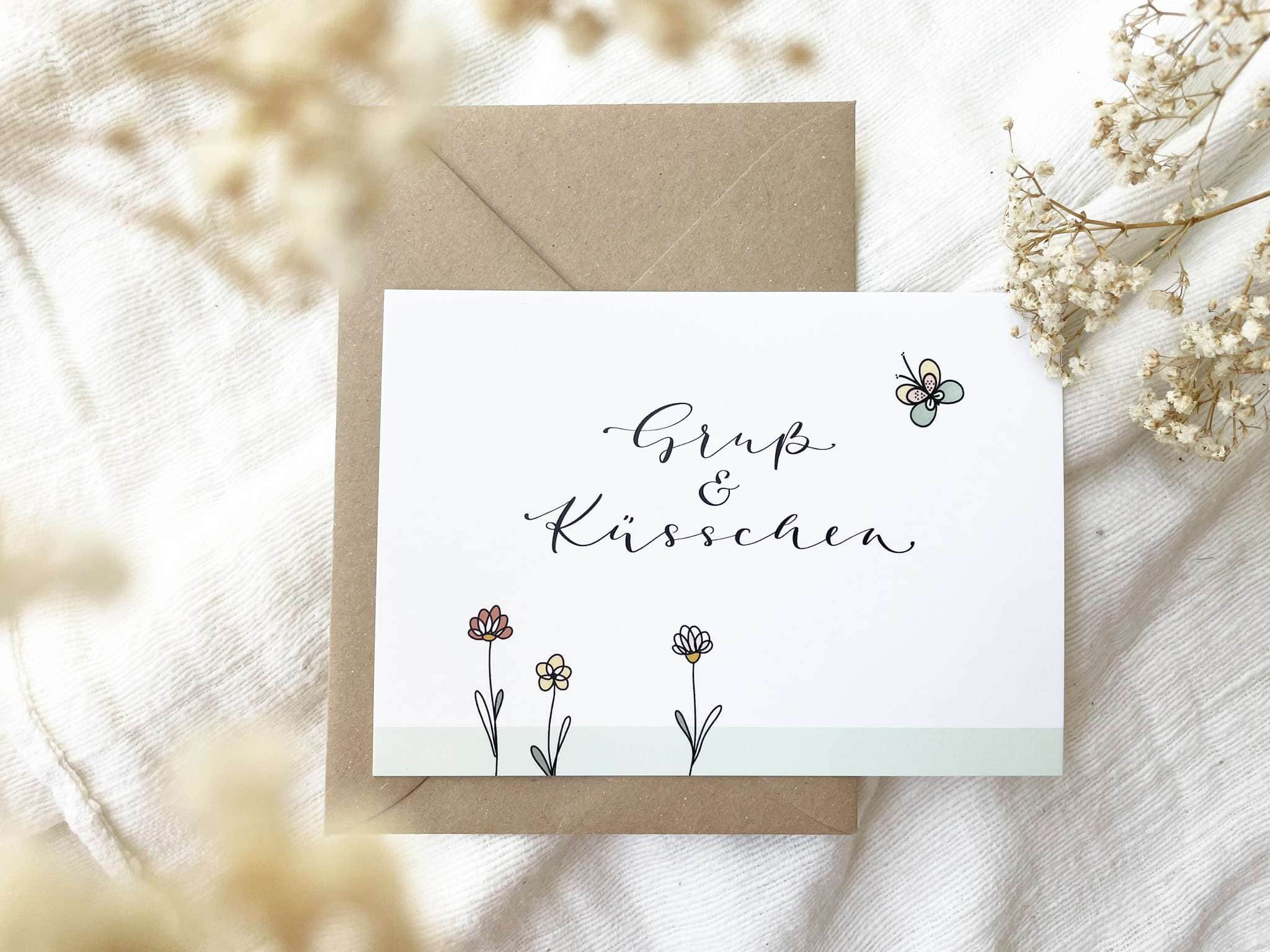 Segenskarte mit Blumen für christliche Grüße, katholisch, evangelisch, Gottesdienst.