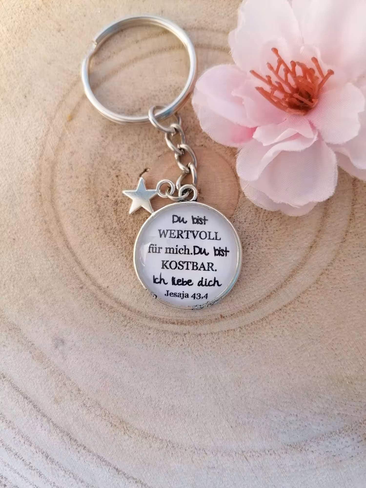 Gotteslob Schlüsselanhänger mit christlichem Spruch, religiöses Geschenk, Glaube.