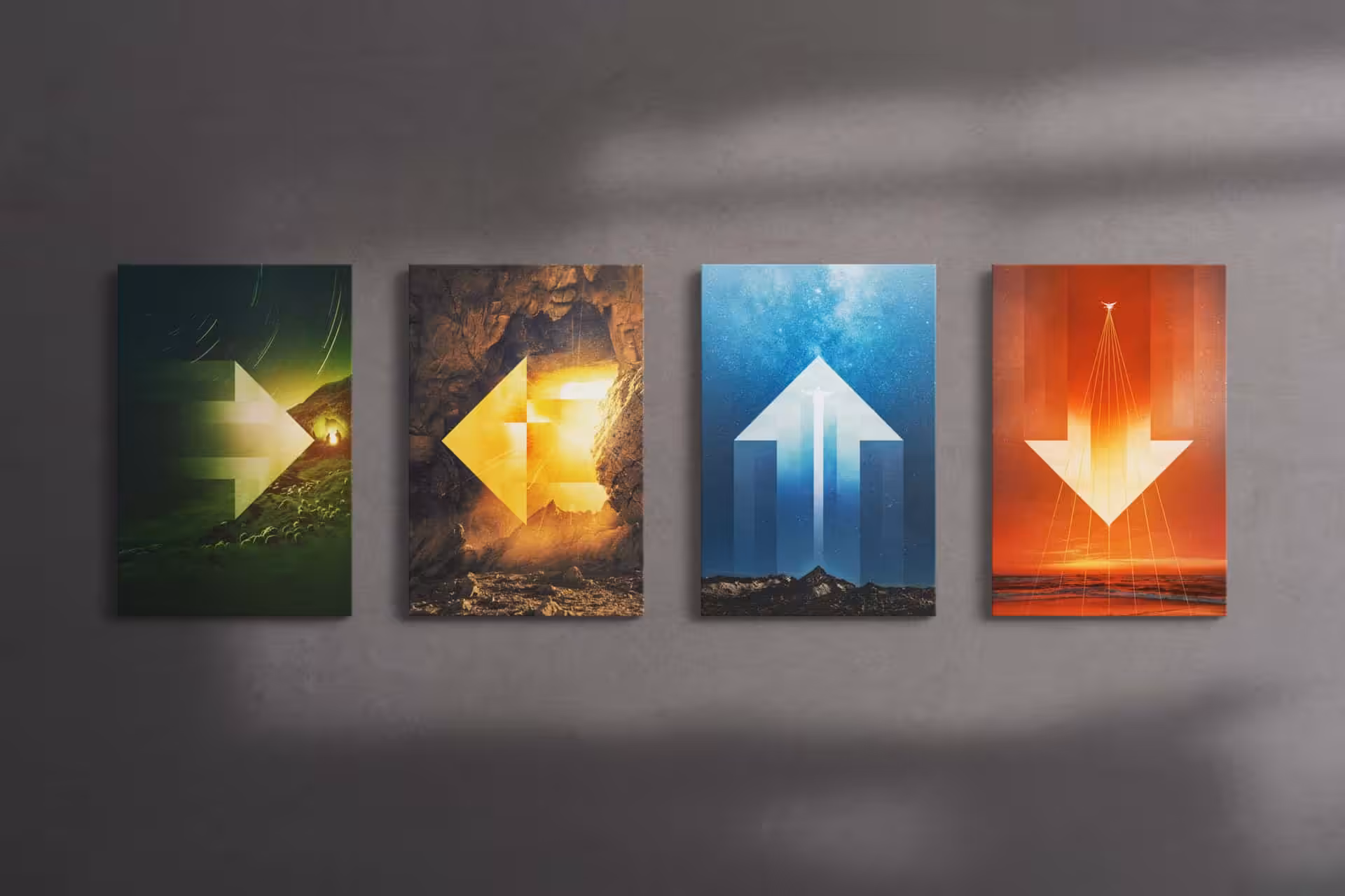 .moderne christliche Kunstwerke, inspirierende religiöse Wandbilder, christliche Symbolik.