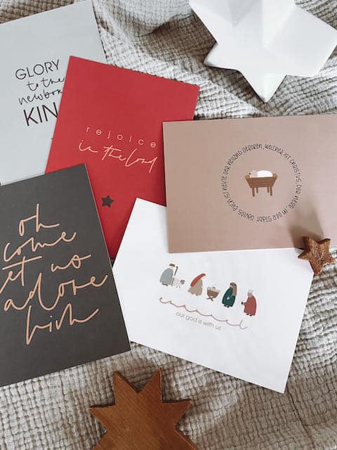 Fröhliche Weihnachtskarten mit religiösen Motiven, Christliche Grußkarten, Mookho.de.