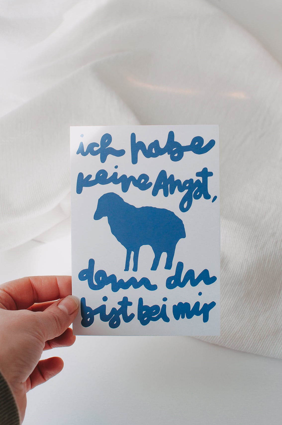 Gebetskarte mit Bibelvers - Christliche Botschaft, Glaube, Hoffnung, Liebe.