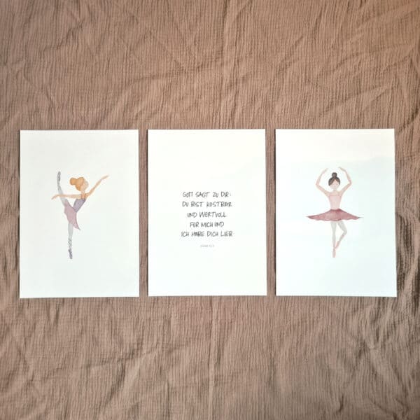 Elegante Ballettkarten mit Bibelvers, christliche Grußkarten, Glaube und Inspiration.