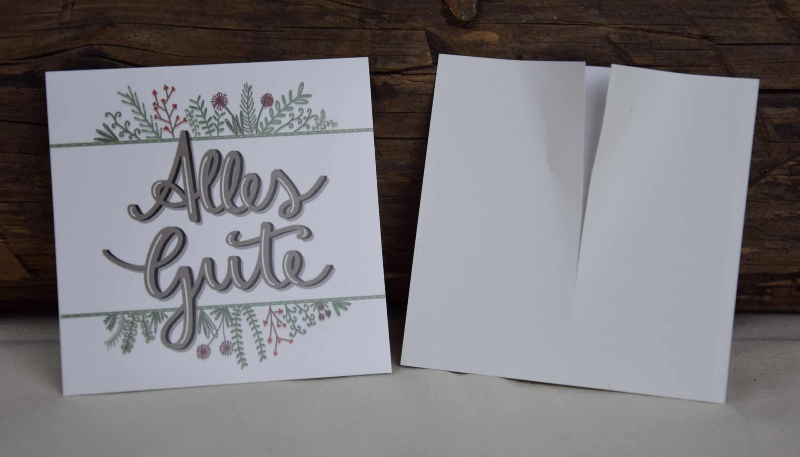 Besinnliche Weihnachtskarte mit "Alles gute" Gruß, christliche Grußkarte, festliche Karte, religiöse Weihnachtsbotschaft.