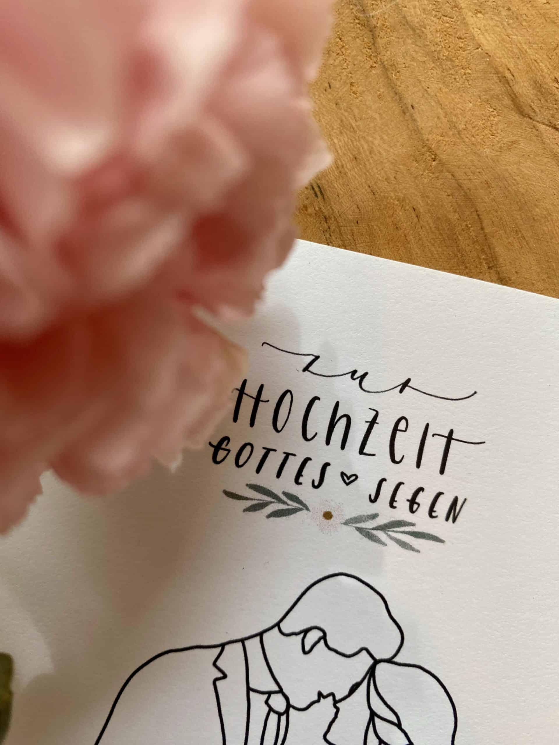 Segnungskarte für Hochzeit mit biblischem Motiv und christlichem Segen.