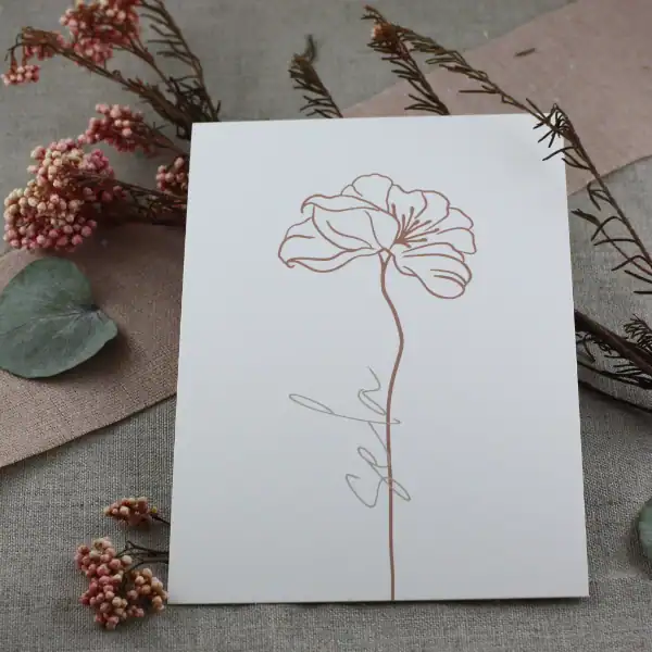 Elegantes christliches Grußkarten Design mit Blumenmotiv.