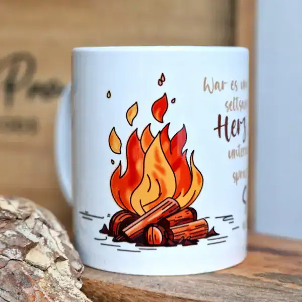 Feuer und Flammen Bibelvers Tasse für Christen, inspirierende Glaubensbotschaft, Geschenkidee.