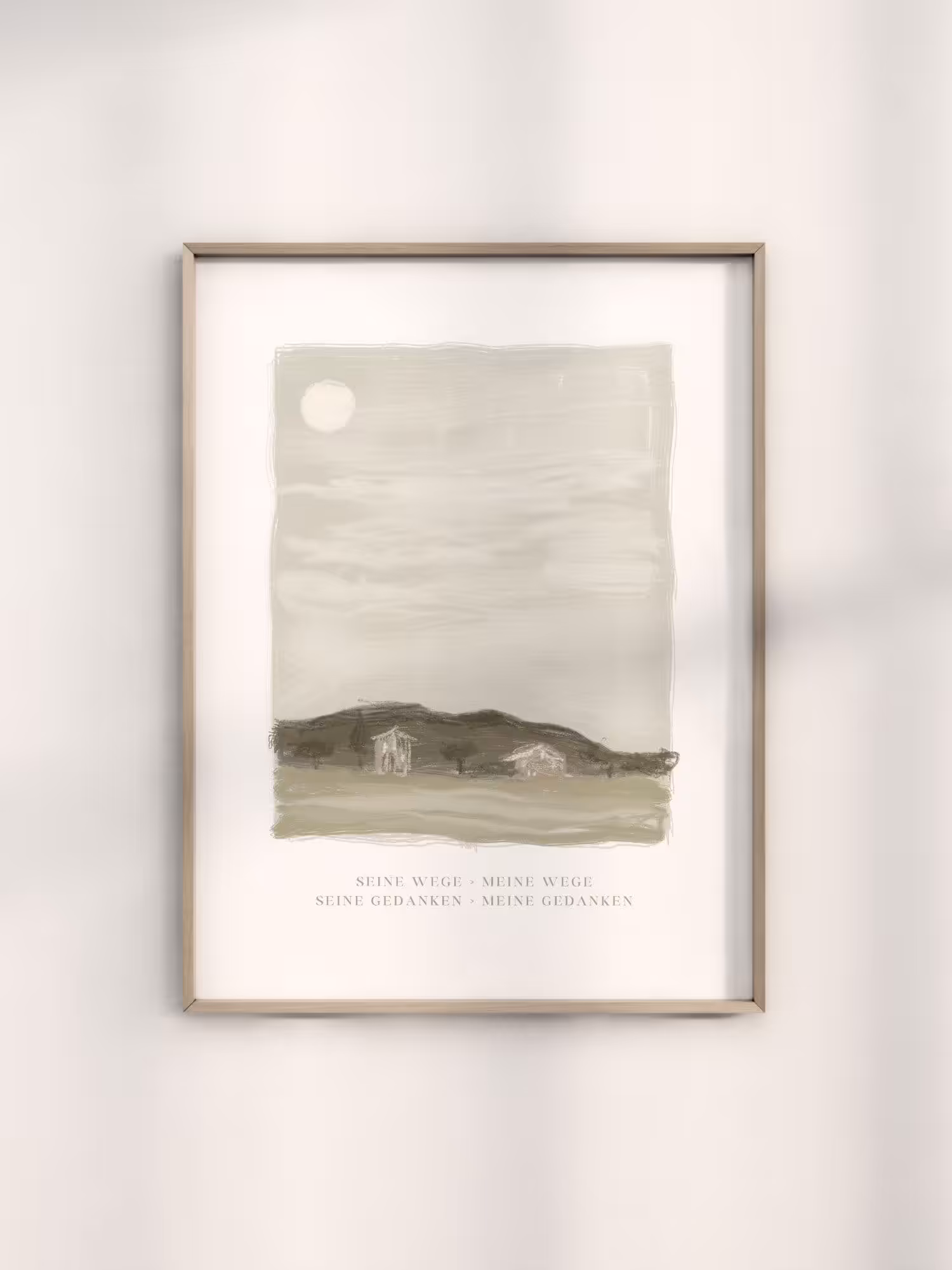 Himmlisches Wandbild mit spirituellen Zitaten und Naturmotiv, christliche Kunstdeko, christliche Geschenke.