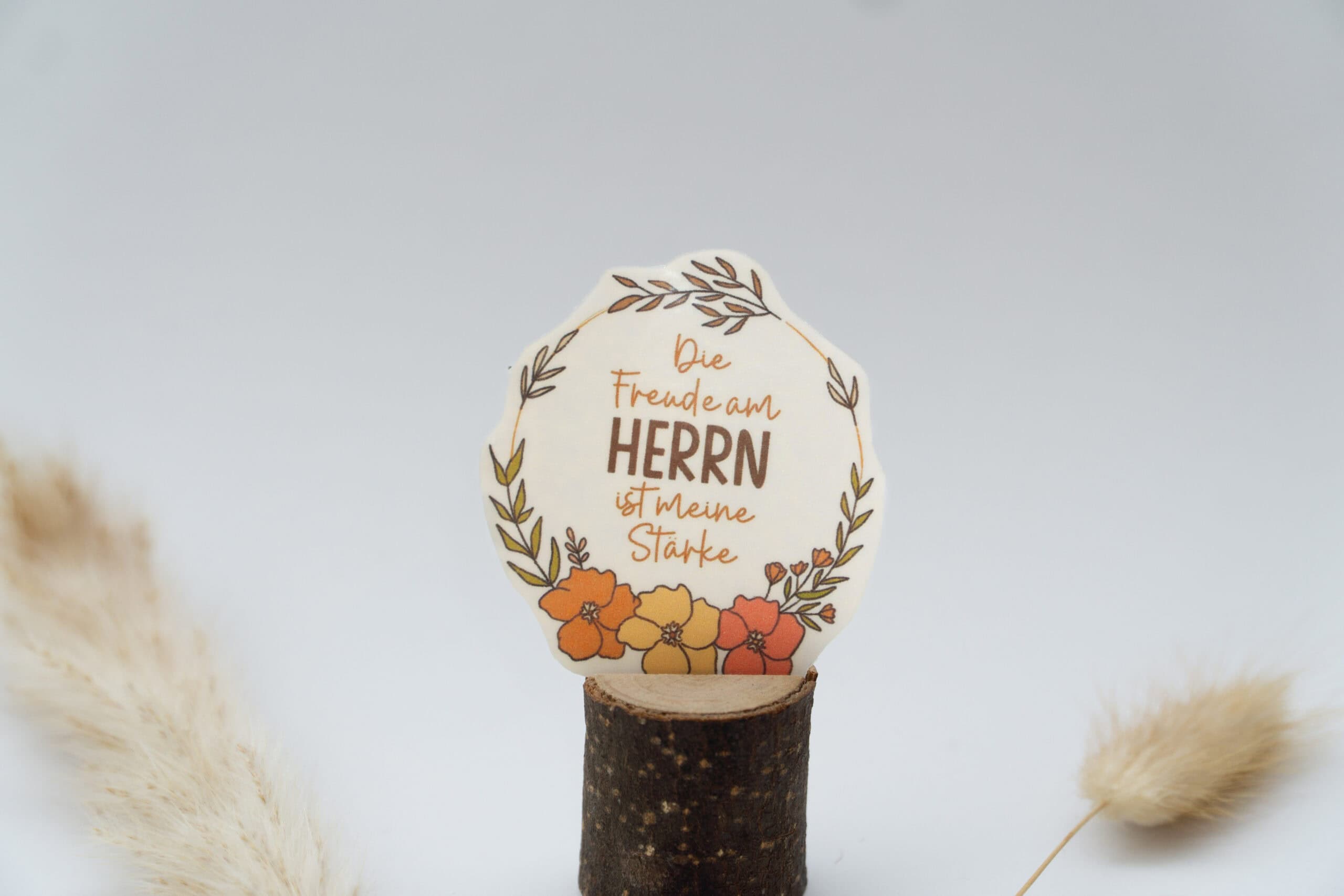 Glaubenssymbol mit Bibelvers und Naturdekor, christliche Botschaft, christliche Geschenke.