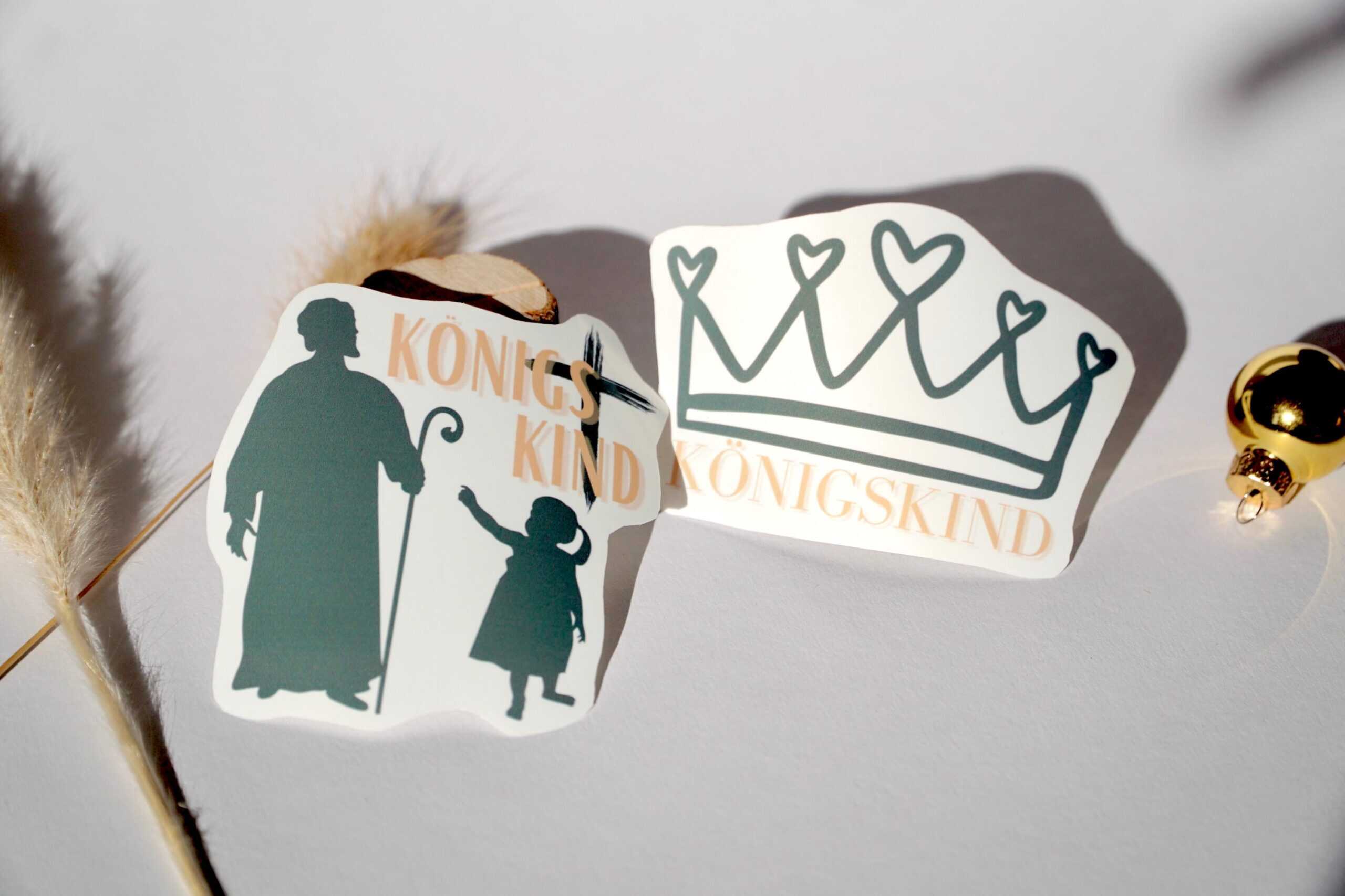 Königskind Sticker mit Königskrone, christliches Geschenk, religiöse Marken, christliche Symbole.