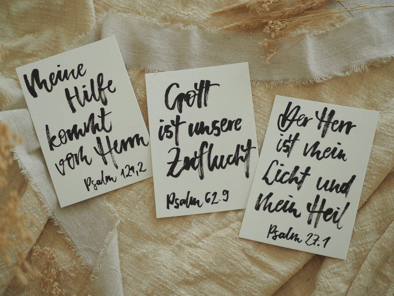 Himmlische Bibelzitate auf Handlettering Karten für Christen, Gottes Wort, Glauben, Hoffnung.