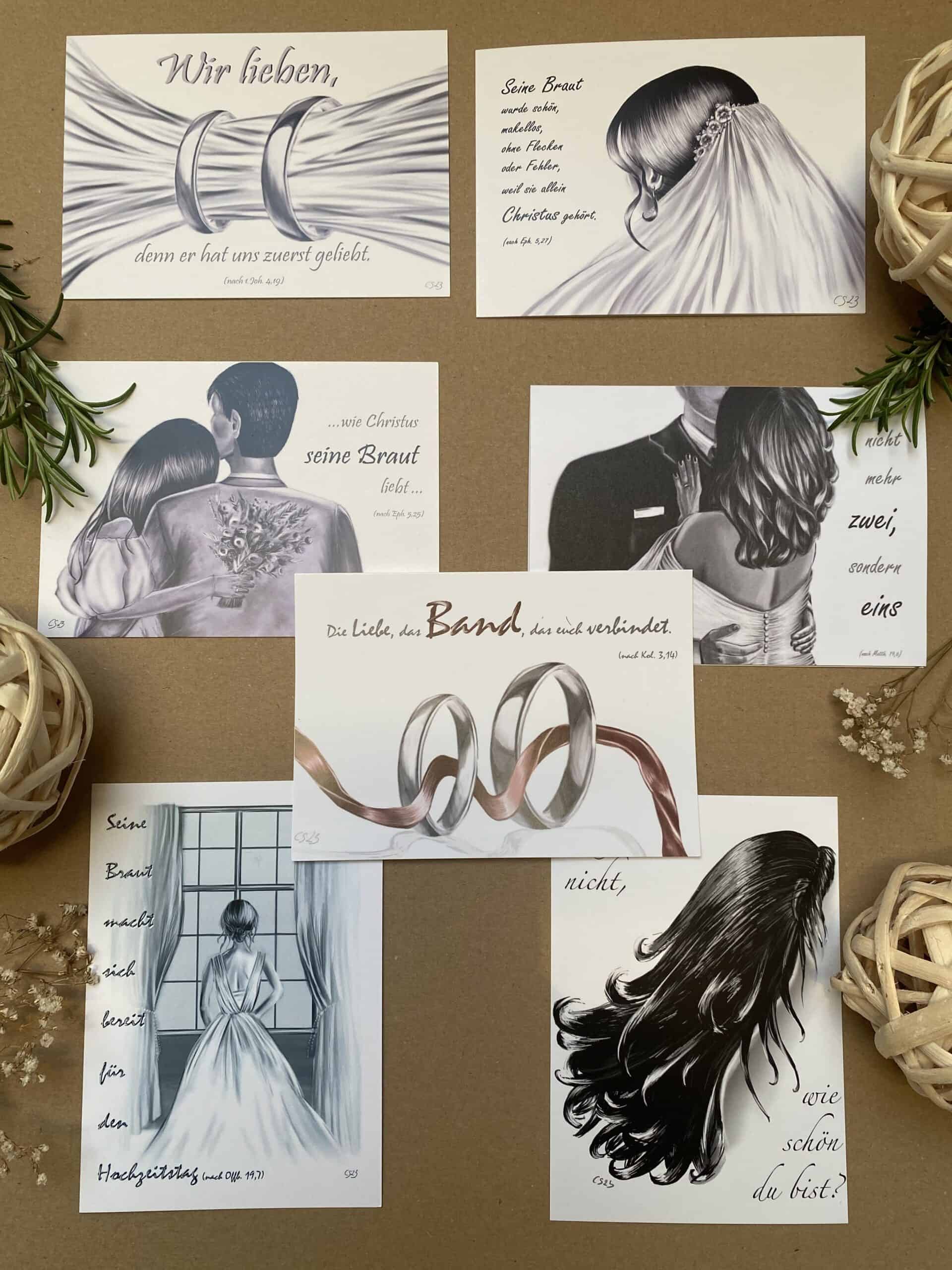 Hochzeitskarten mit christlichen Bibelversen und Symbolen, Geschenkideen für christliche Hochzeit.