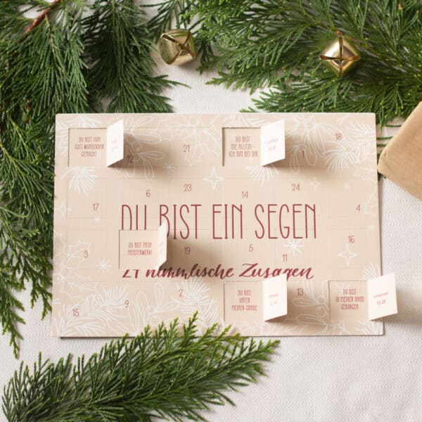 Betender Adventskalender mit christlichen Zitaten, Weihnachtsdekoration, Glaube.
