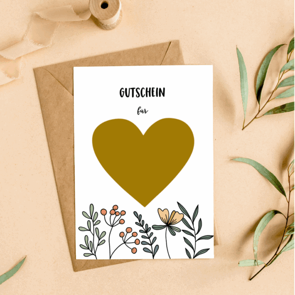 Herz-Gutschein für christliche Geschenke, religiöser Geschenkgutschein, christliche Inspiration.