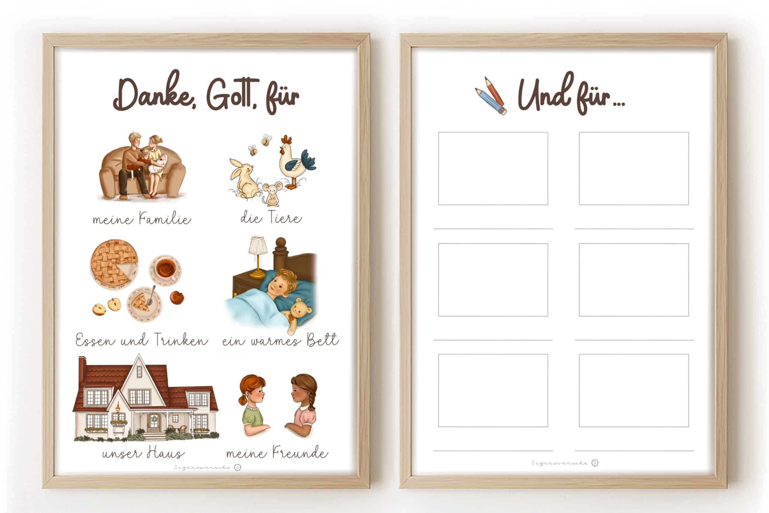 Dankeschön, das Bild zeigt christliche Familienaktivitäten und Gebetsanliegen.