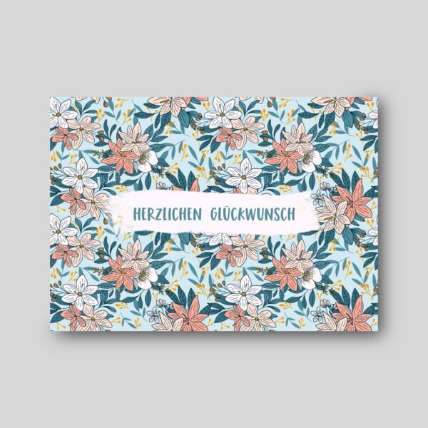 Blumengrußkarte mit christlichem Glückwunsch für besondere Anlässe.