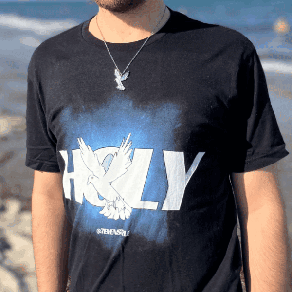 Himmlisches T-Shirt mit Taube, christliches Mode-Design, Streetwear, religiöse Kleidung.