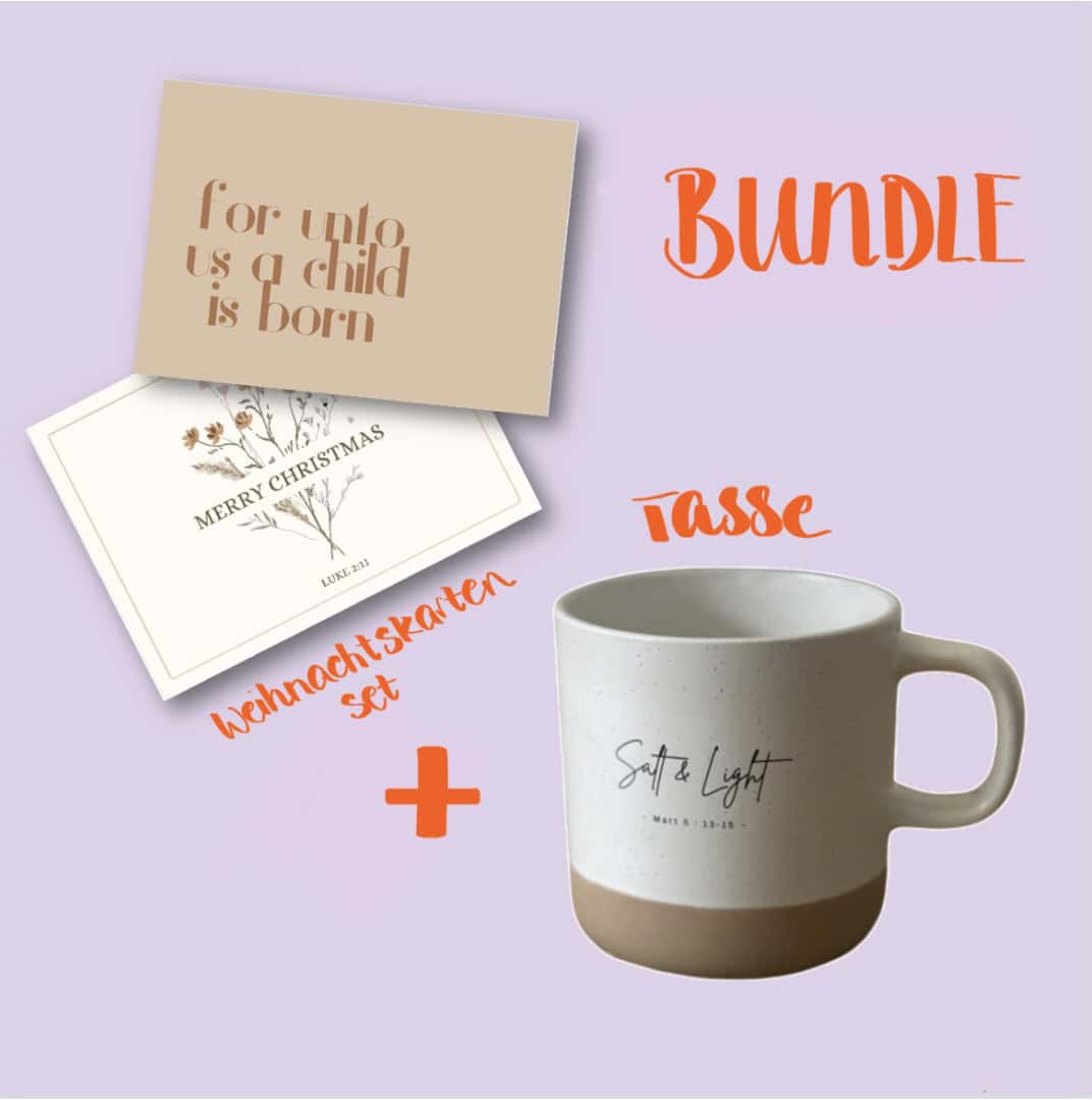 Weihnachtskarten Set mit Bibelvers, christliches Geschenk, Tasse mit Bibelvers, christliche Dekoration.
