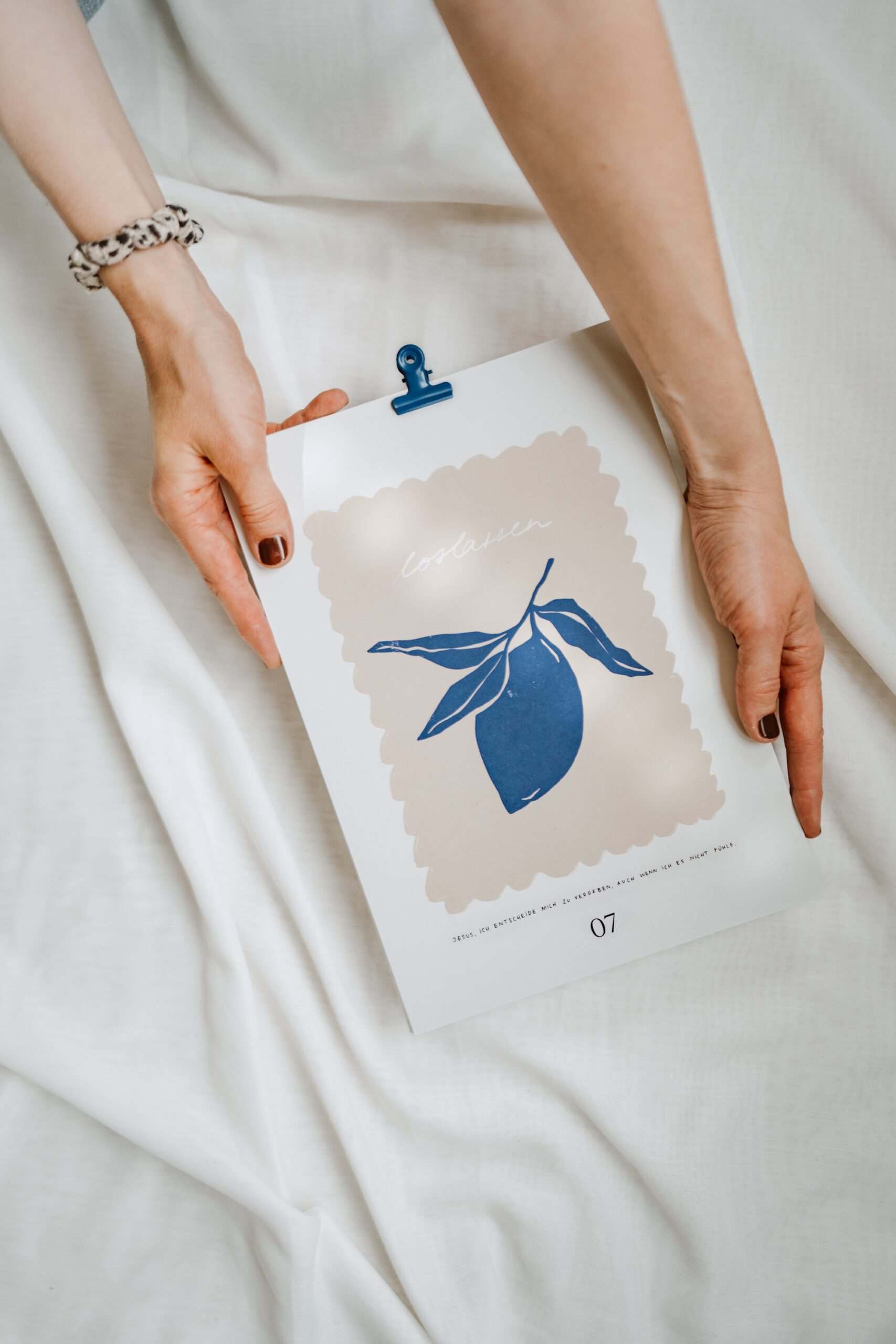 Segenskarte mit Zitronenmotiv und christlichem Design, christliche Grußkarte, Glaube, Inspiration.